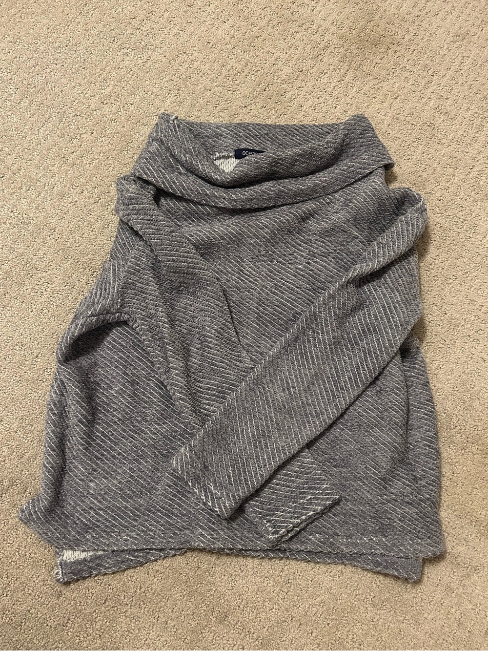 Ocean Drive Gray Ribbed Cowl Neck Sweater